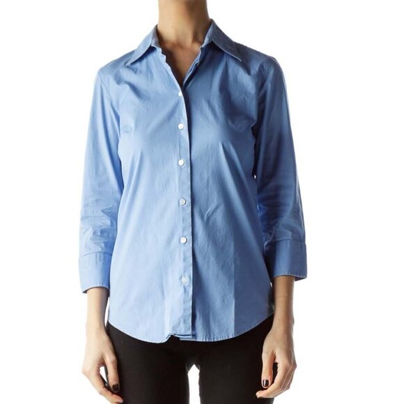 J. Crew Tops - J.Crew Blue Buttoned Down Collared Shirt